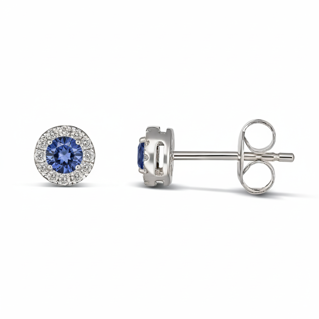 9KWG Tanzanite & Diamond Earring