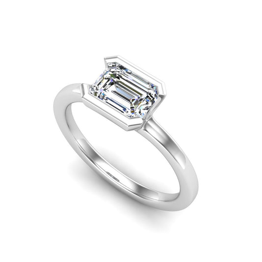 Solitaire Emerald diamond engagement ring