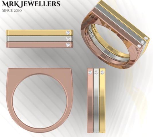 Fancy Design Three color Dress Ring