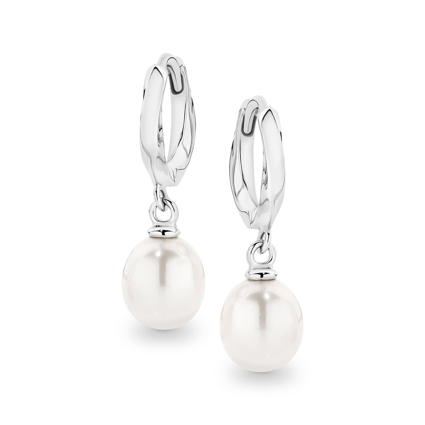 IRIS HUGGIES-S/S white drop FWP huggy earrings
