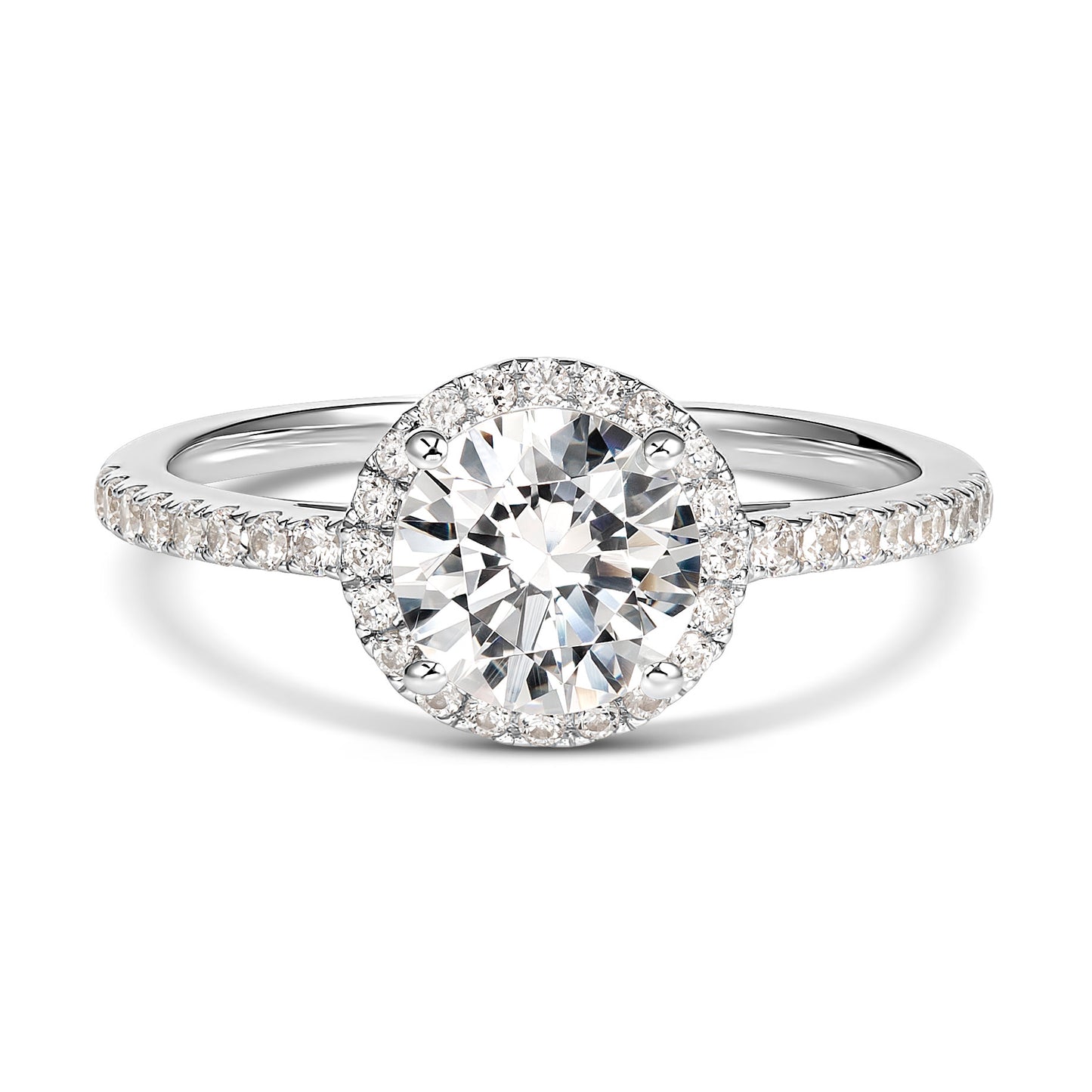 9KWG RBC Halo Diamond Channel set Engagement Ring