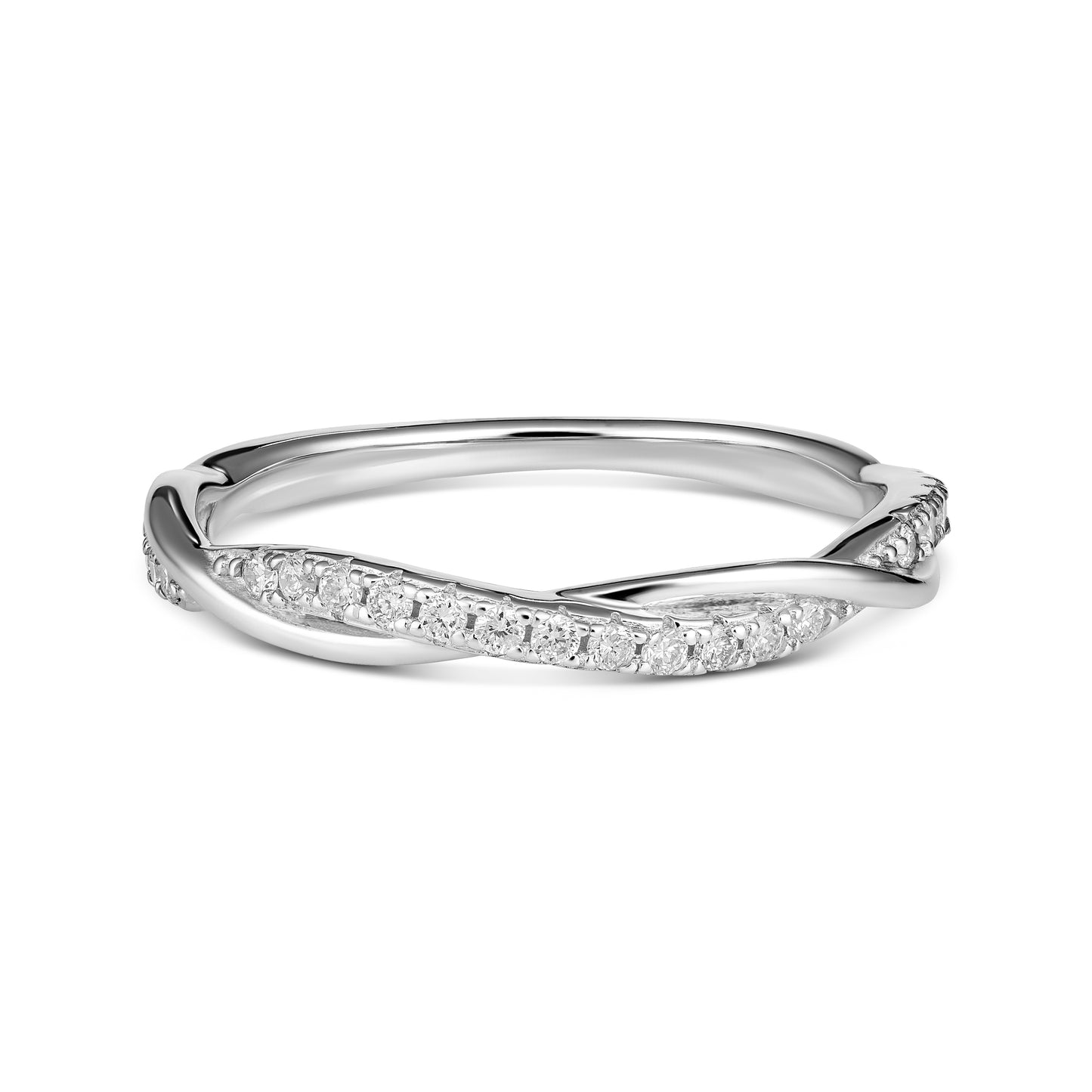9KWG Natural Diamond Twist Wedding Band