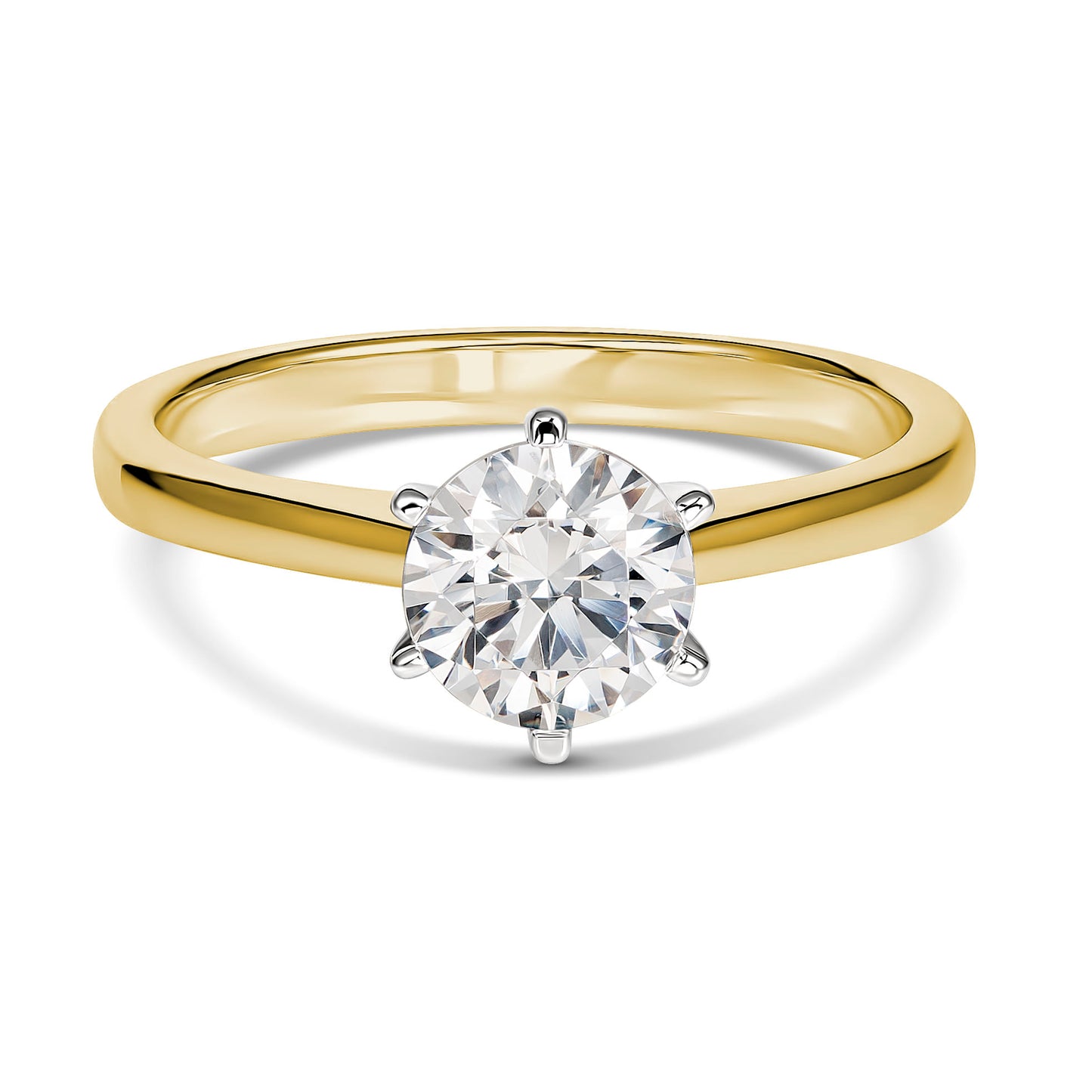 9KYG RBC Solitaire 6 Claw Diamond Engagement Ring