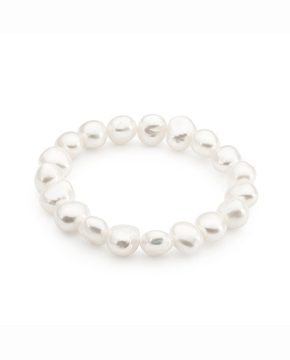 AUDREY BRACELET - White keshi FWP elastic bracelet