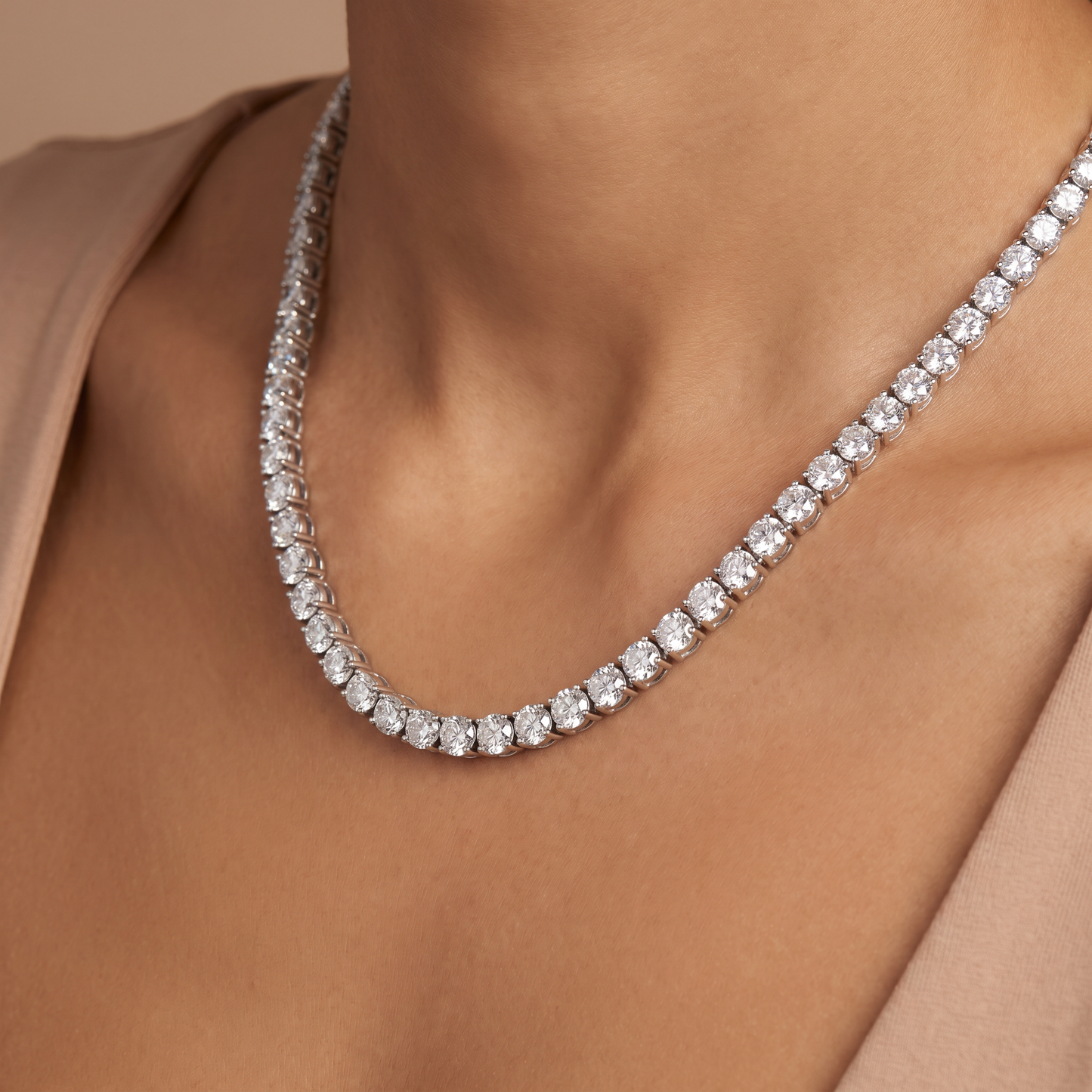 14K Gold Tennis Necklace