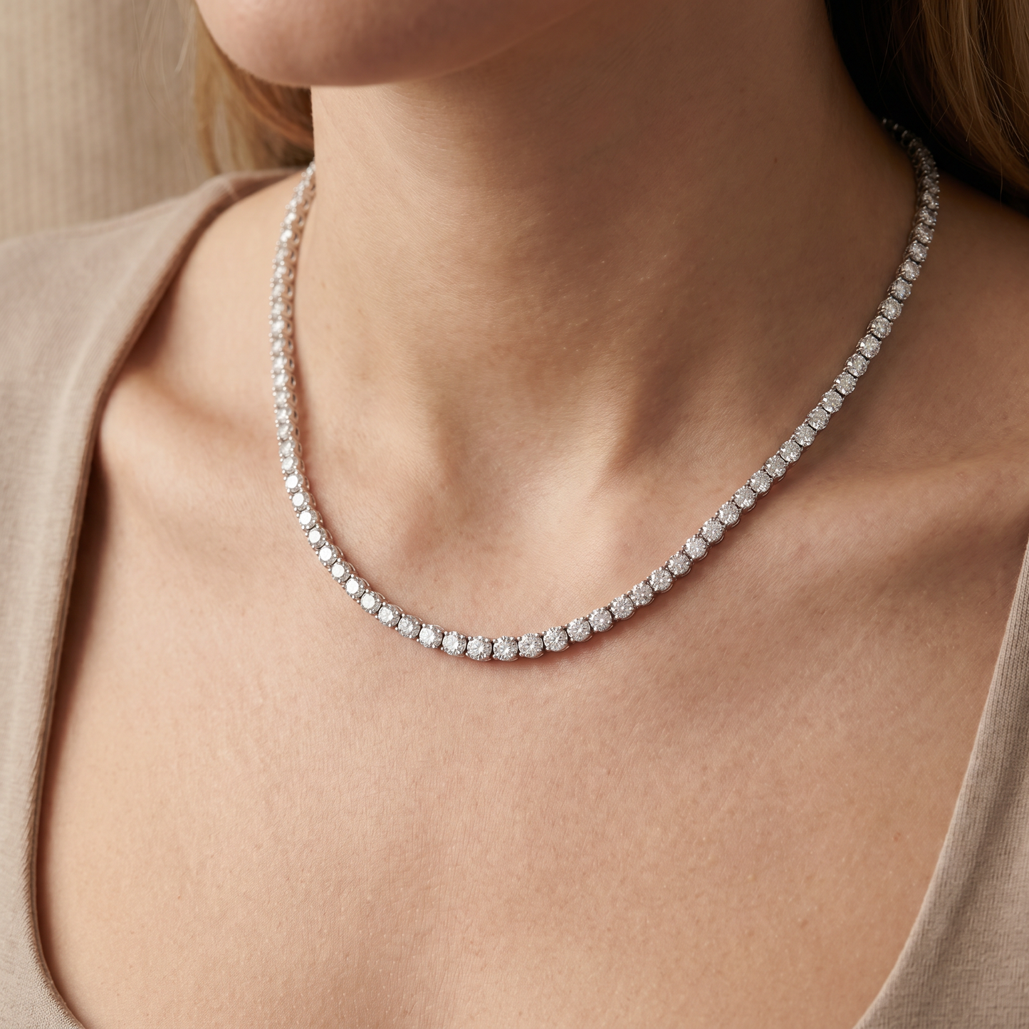9K Gold Tennis Necklace