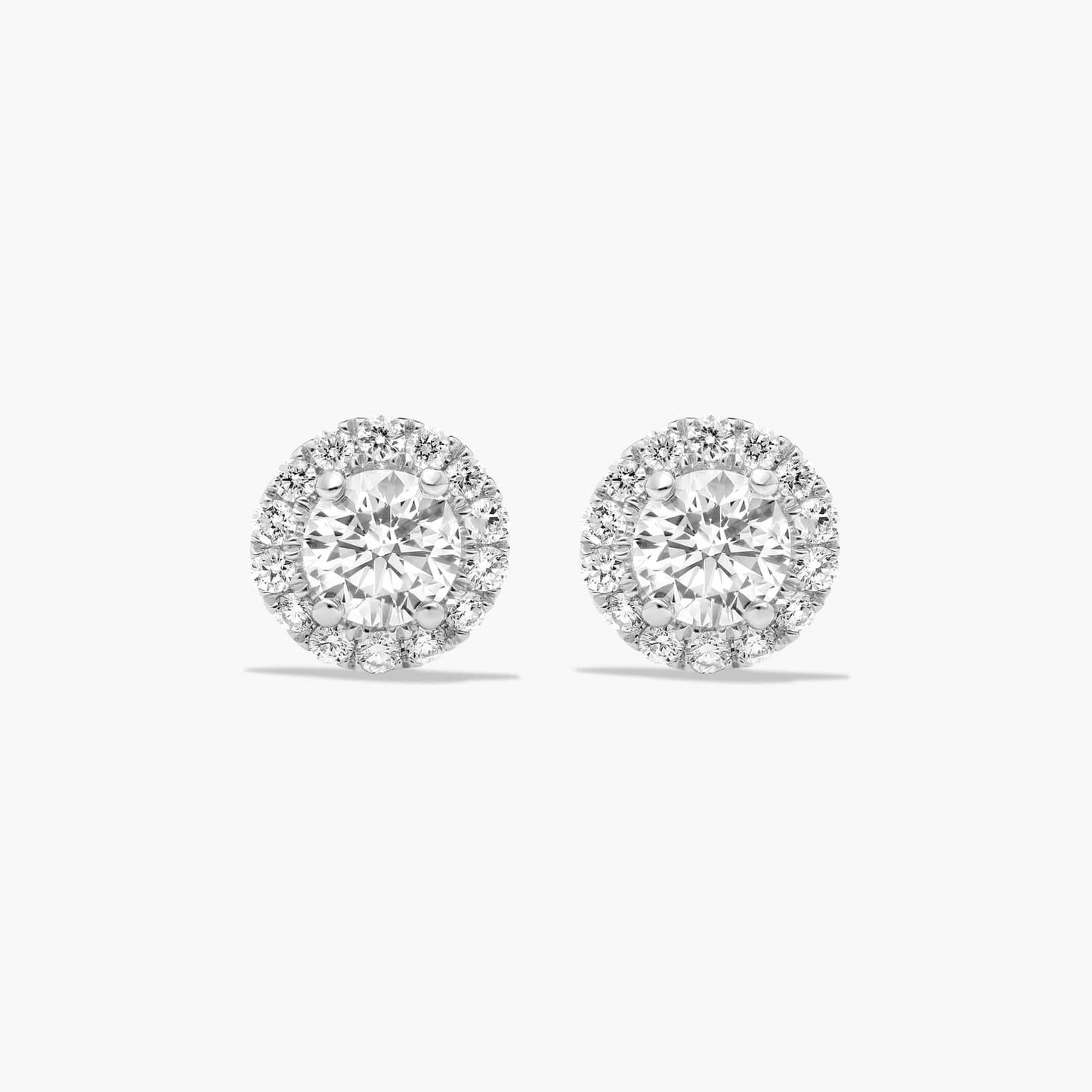 18K Natural RBC Halo Diamond, Stud Earrings