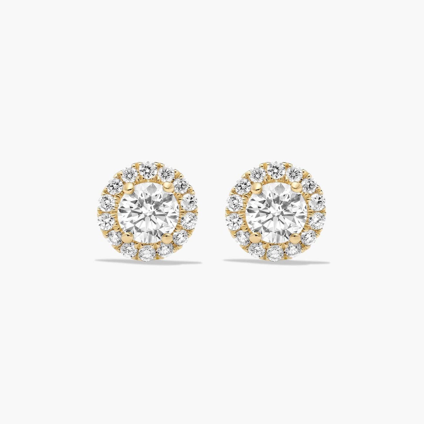 18K Natural RBC Halo Diamond, Stud Earrings