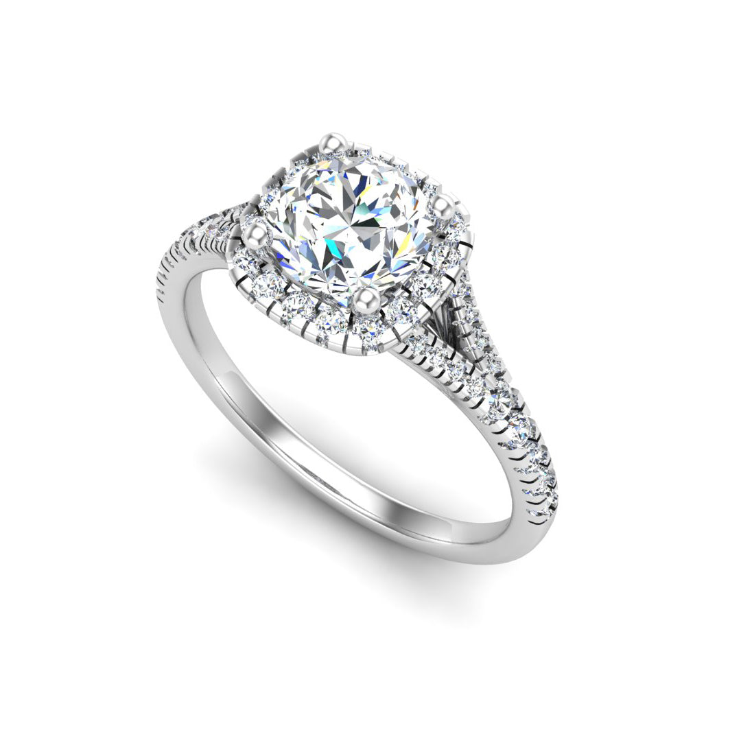 Halo Split Band Engagement Ring