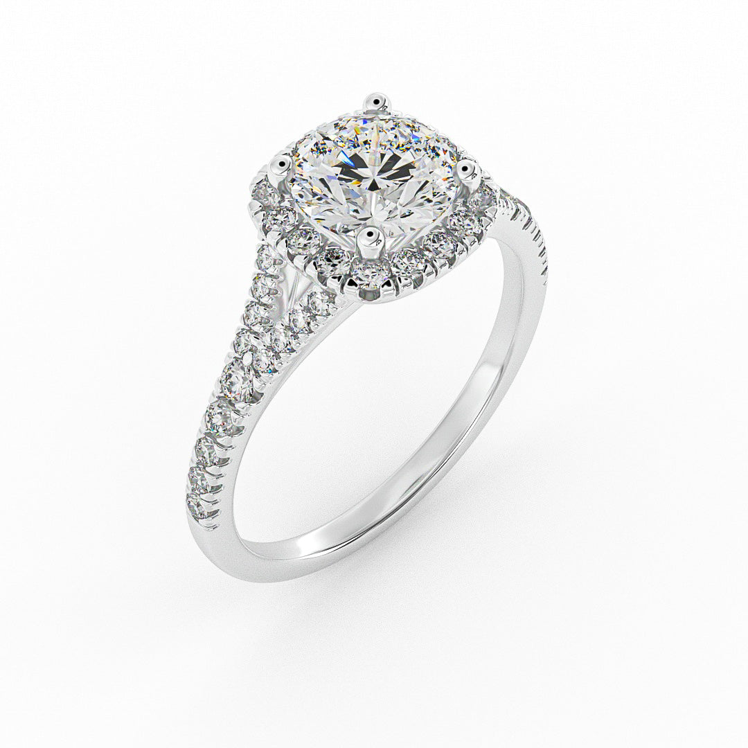 Halo Split Band Engagement Ring