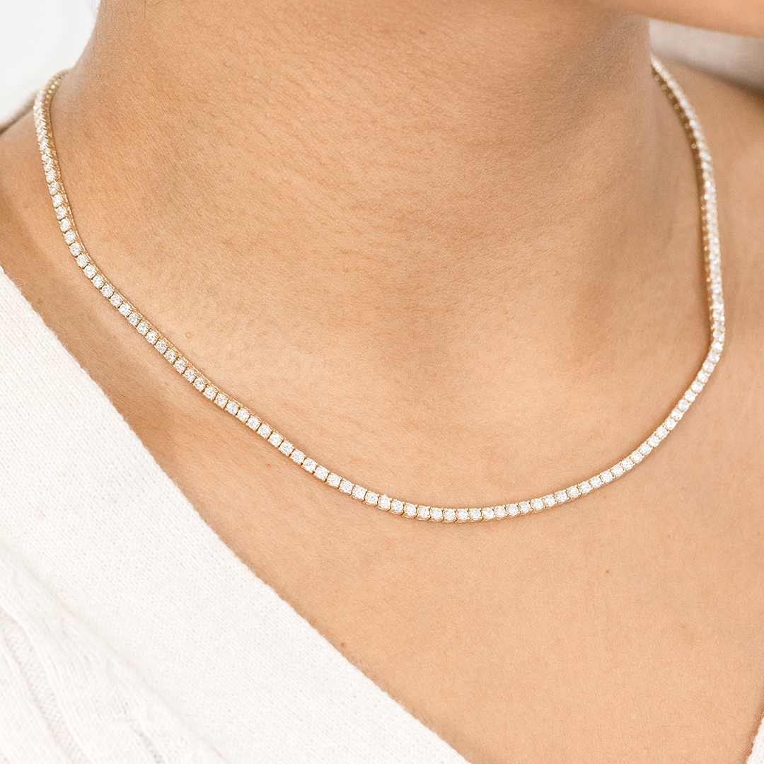 14K Gold Tennis Necklace
