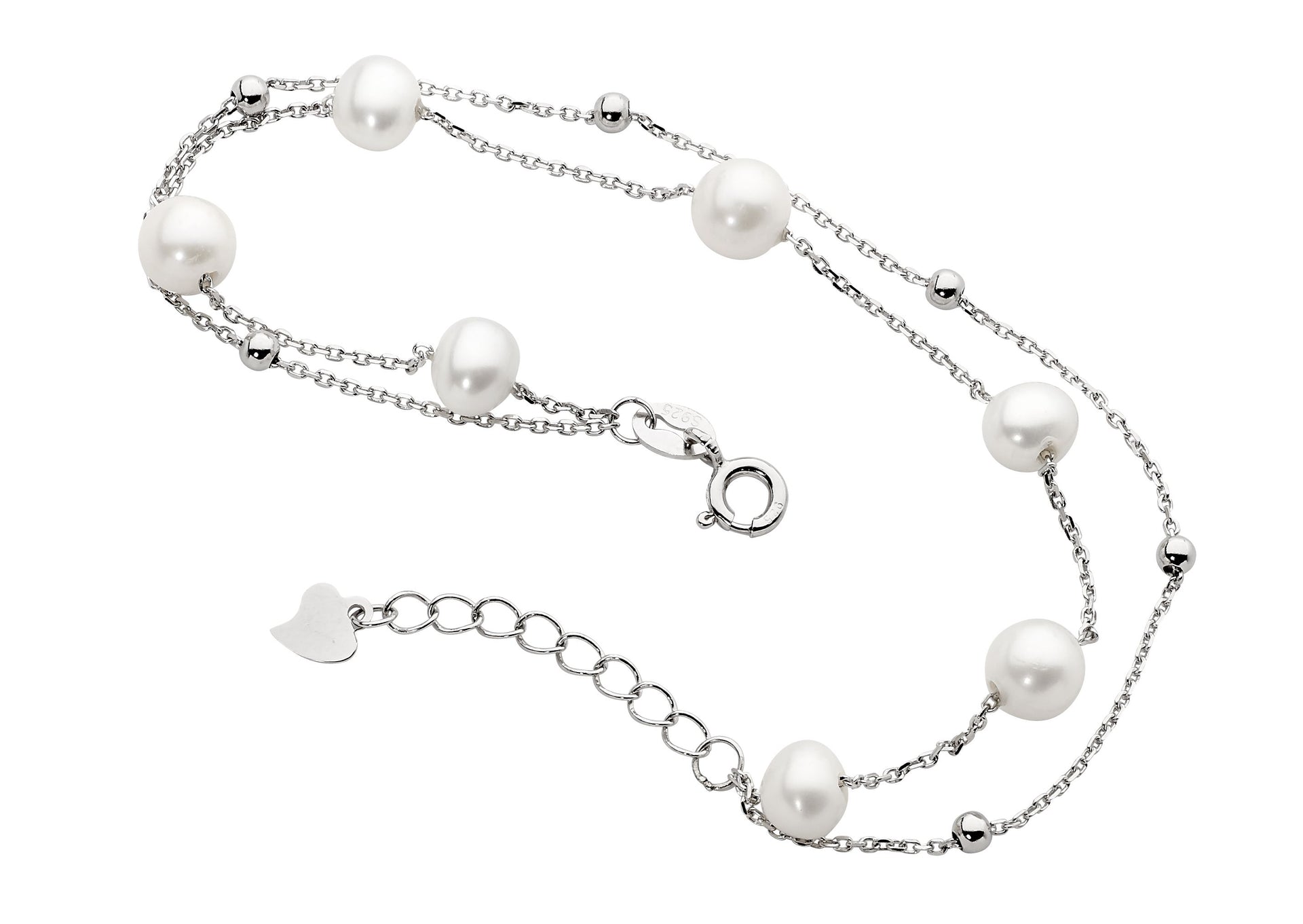 DOUBLE CHAIN FRESHWATER PEARL BRACELET – Sterling Silver