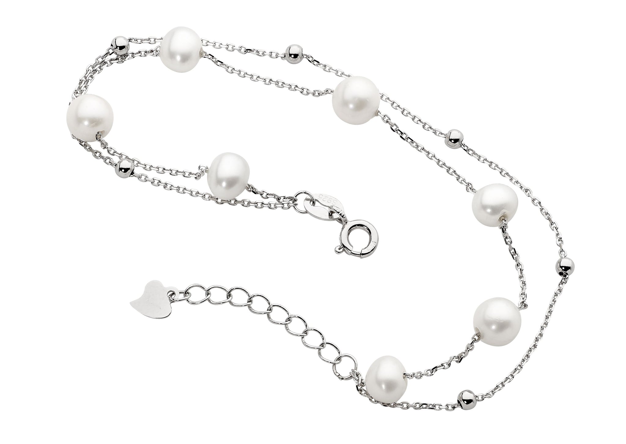 DOUBLE CHAIN FRESHWATER PEARL BRACELET – Sterling Silver