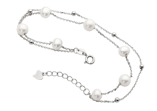 DOUBLE CHAIN FRESHWATER PEARL BRACELET – Sterling Silver