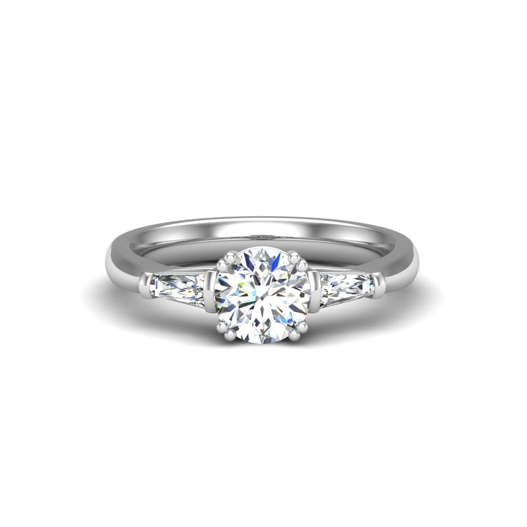 Three-stone style engagement ring in Australia