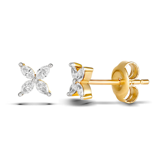 9KYG Natural Marquise Stud Earring