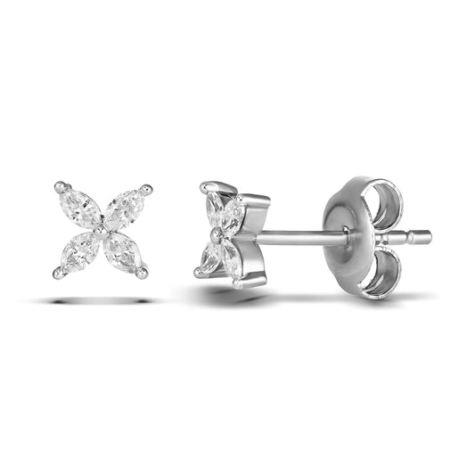 9KWG Natural Marquise Stud Earring