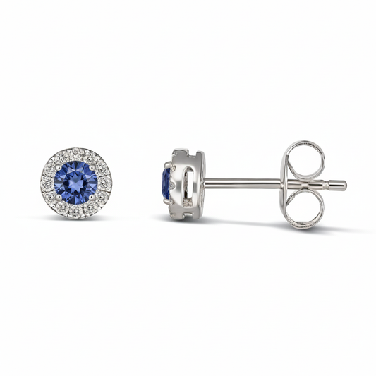 9KWG Tanzanite & Diamond Earring