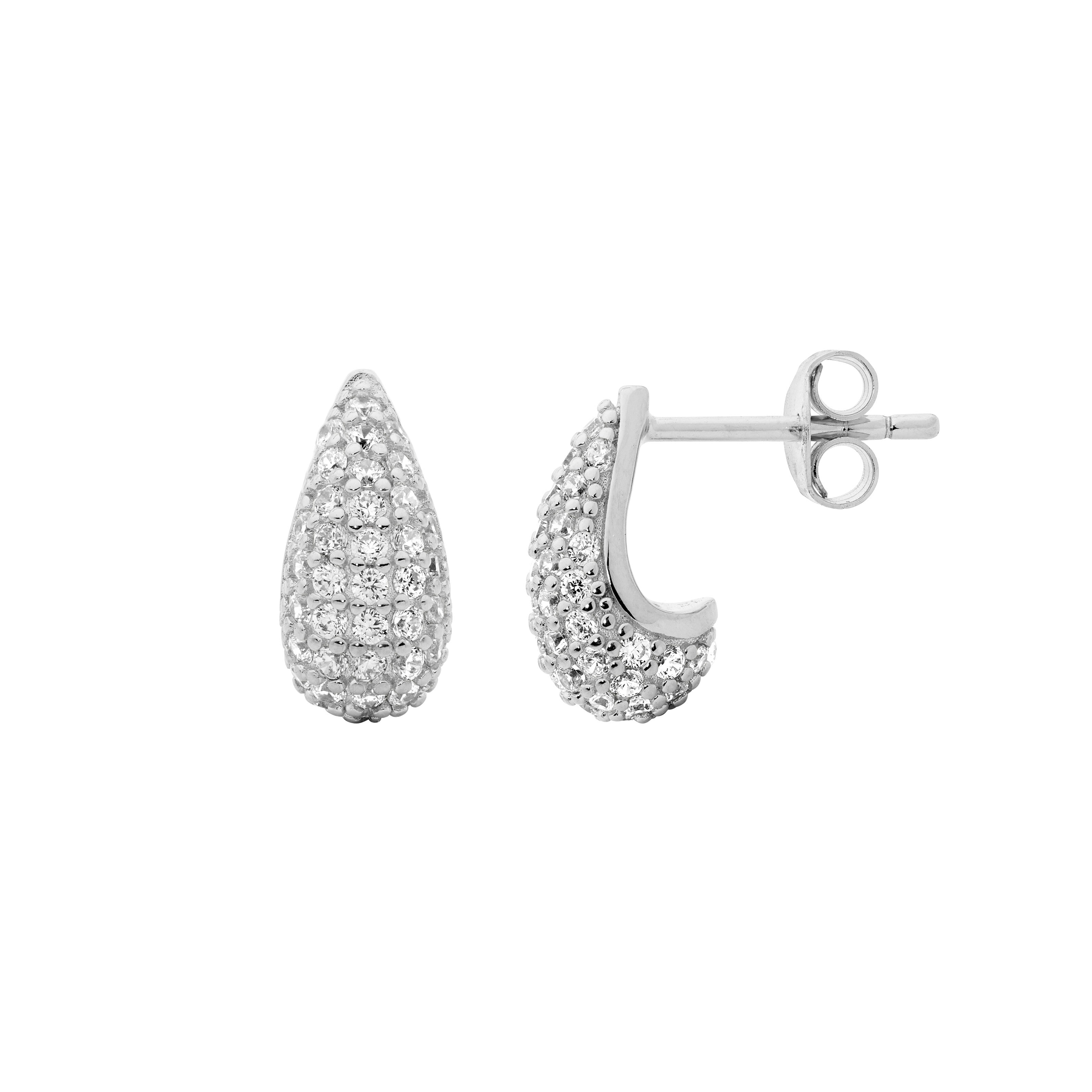 PAVE TEARDROP EARRINGS – Sterling Silver