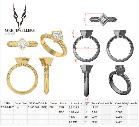 9KYG SOLITAIRE Princess cut Bezel set Diamond band ENGAGEMENT RING in Australia
