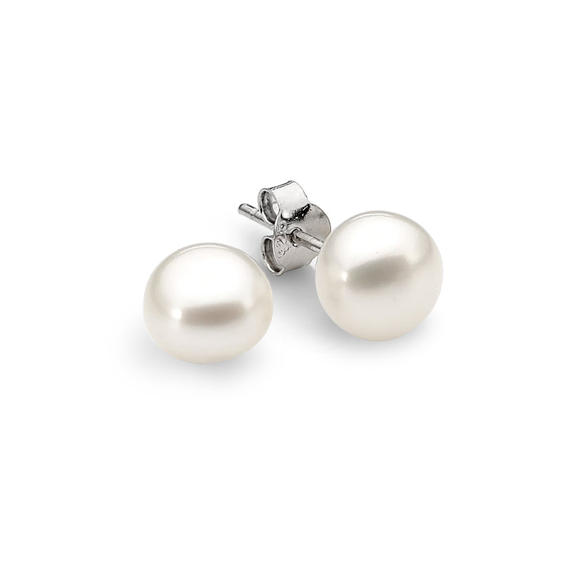 LUNA STUDS – Sterling Silver White Freshwater Pearl