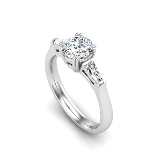 solitaire Round Brilliant engagement ring with side stone