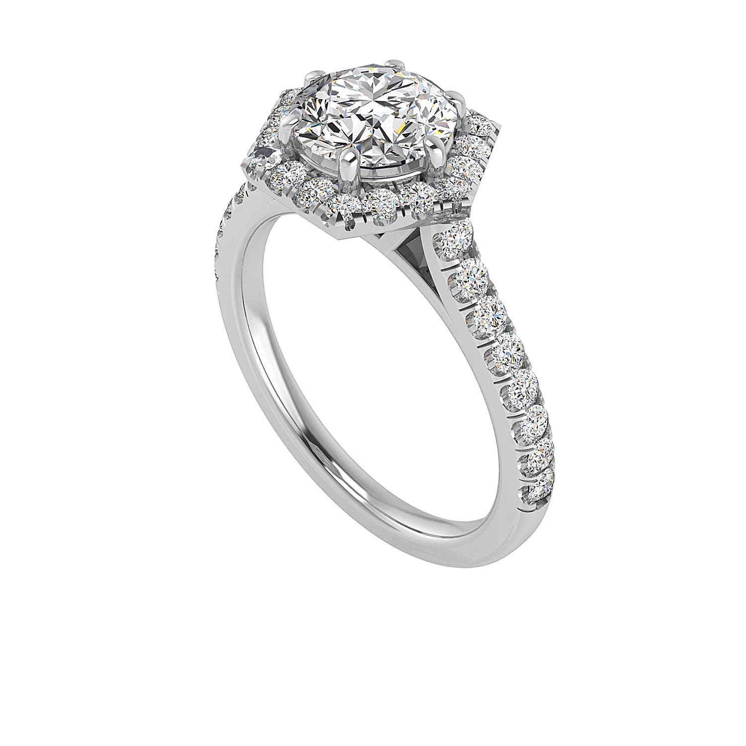Solitaire 6 claw halo daimond band engagement ring in Australia