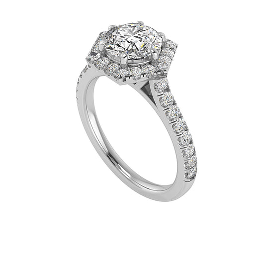 Solitaire 6 claw halo daimond band engagement ring