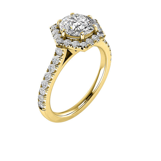 Solitaire 6 claw halo daimond band engagement ring