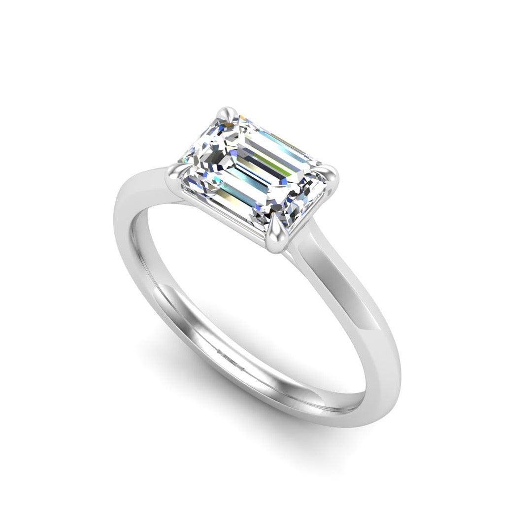 Solitaire Emerald diamond engagement ring