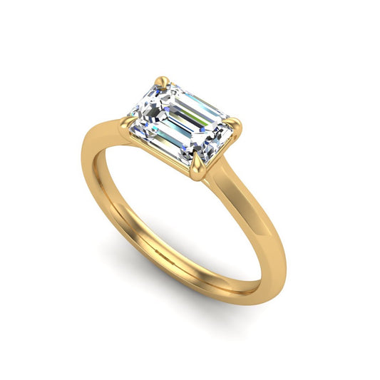 Solitaire Emerald diamond engagement ring