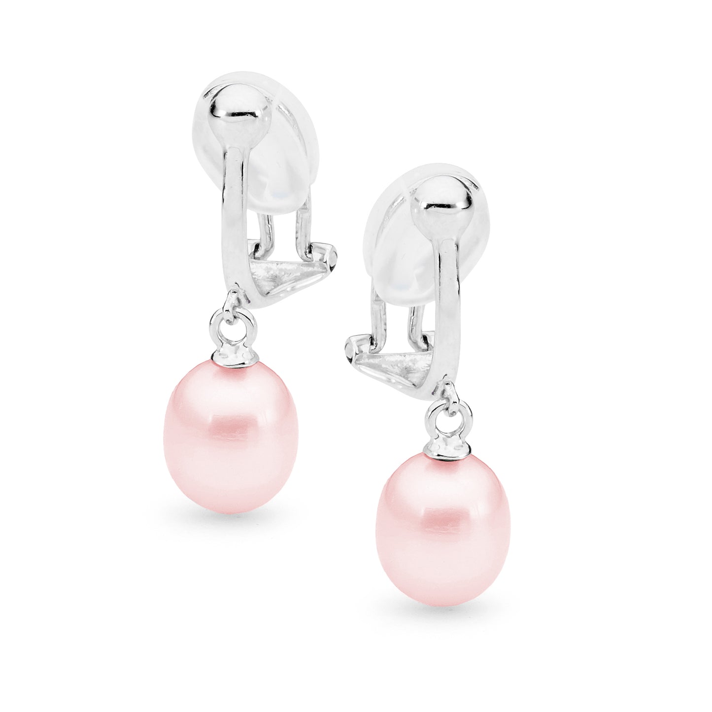 EMILY CLIP ONS - S/S pink drop FWP clip-on dangling earrings