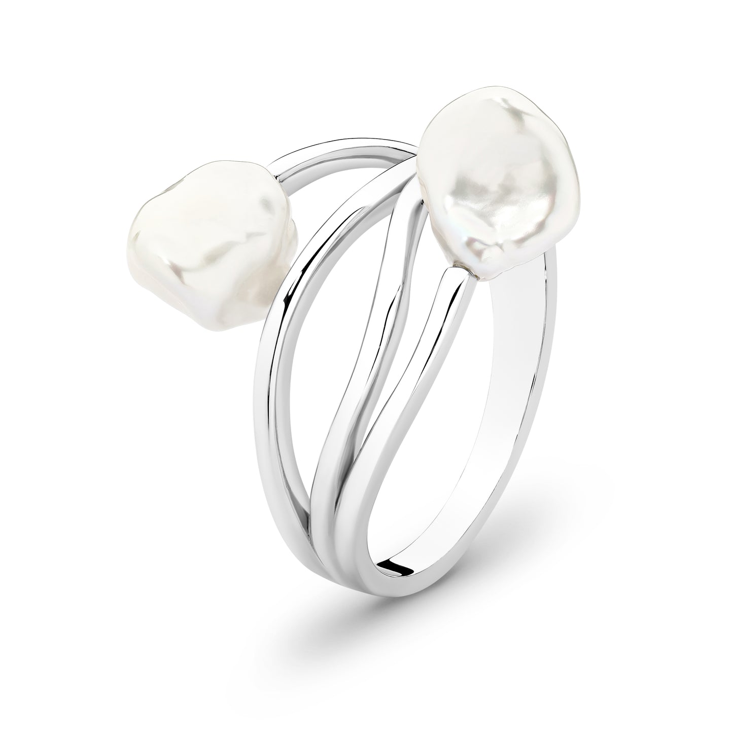 CATHERINE RING-S/S white 8-9mm keshi FWP ring