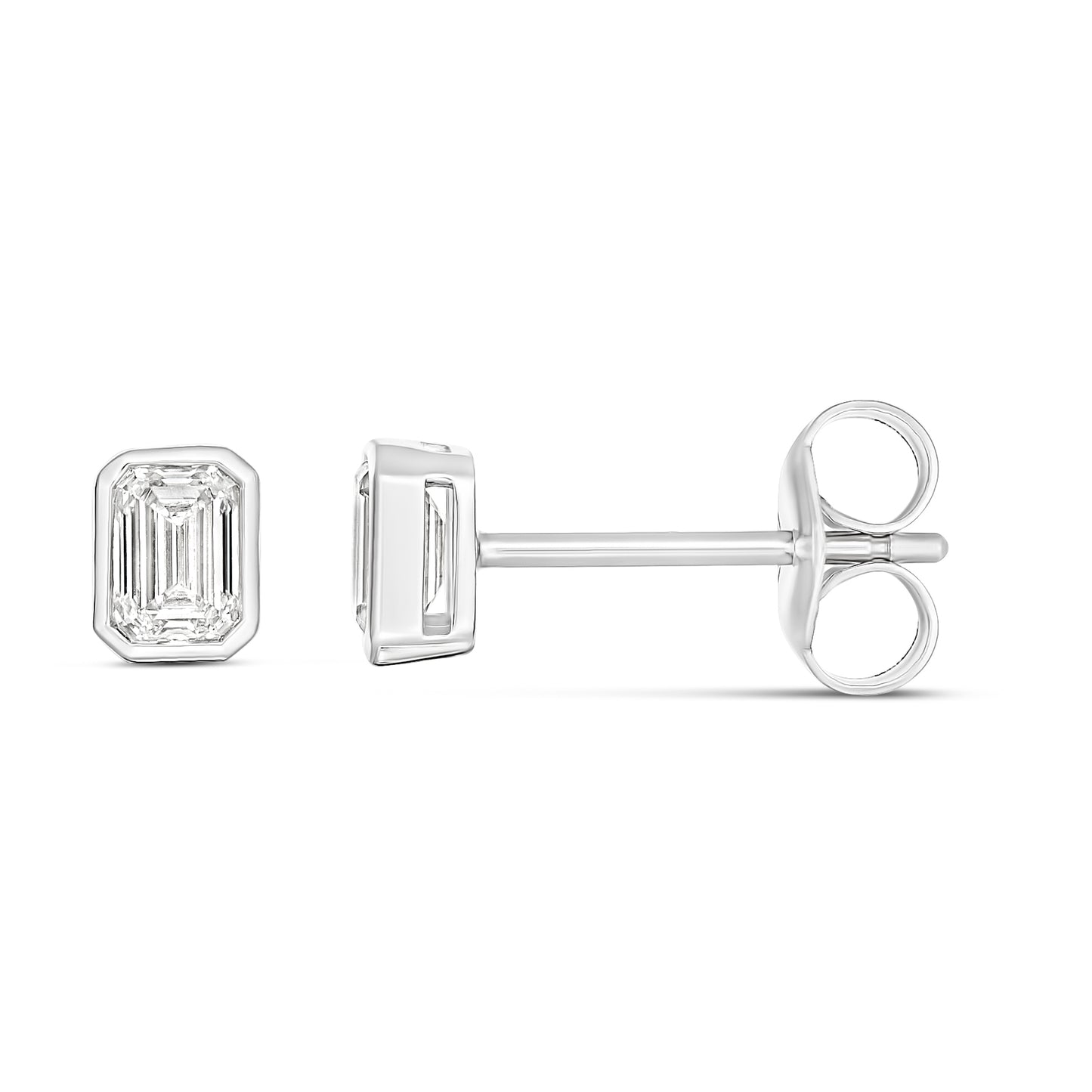 9KWG LG Emerald Cut Diamond Earring
