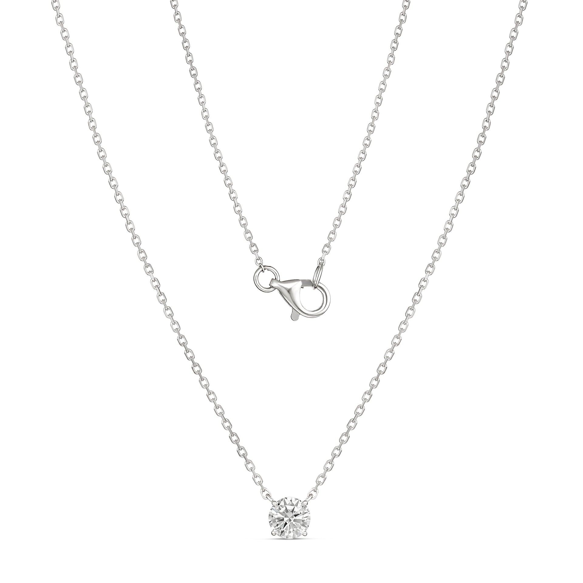 Solitaire Diamond Necklace – 18ct White Gold