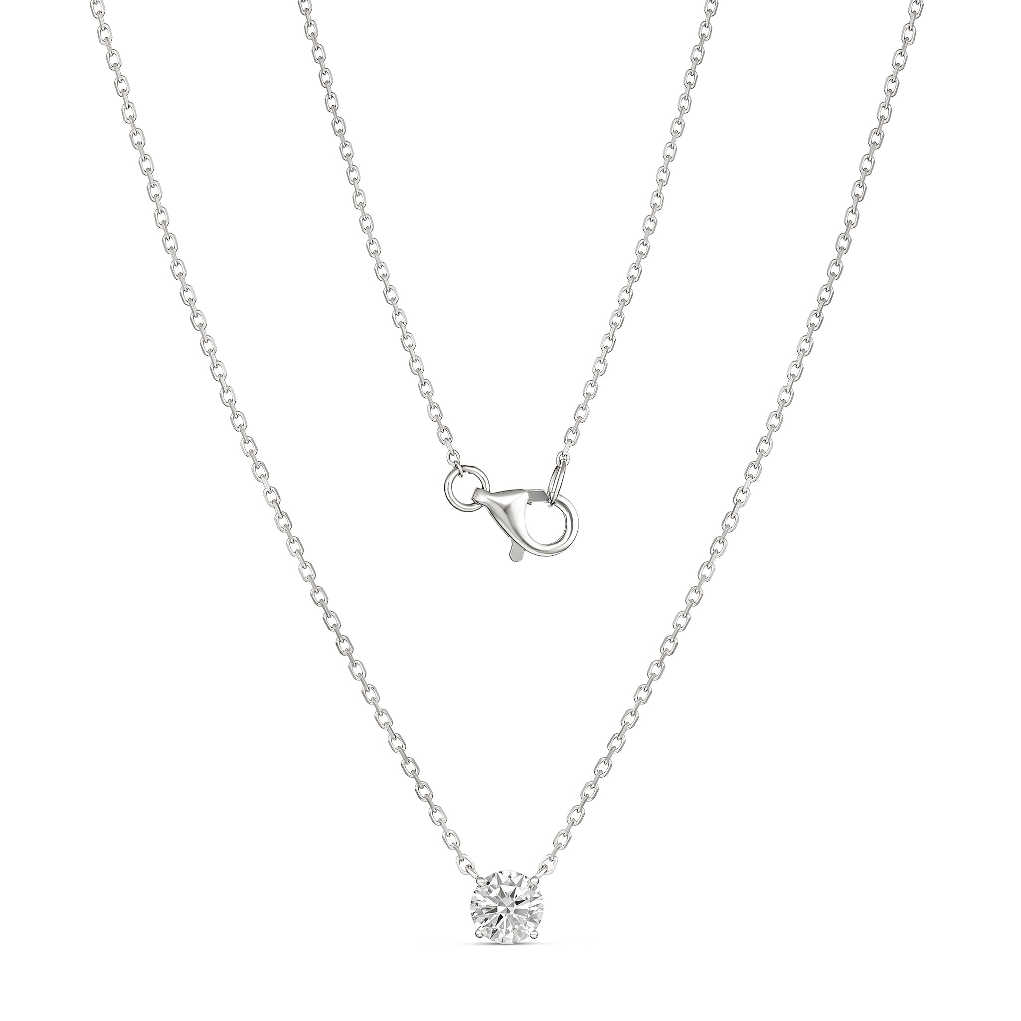 Solitaire Diamond Necklace – 18ct White Gold