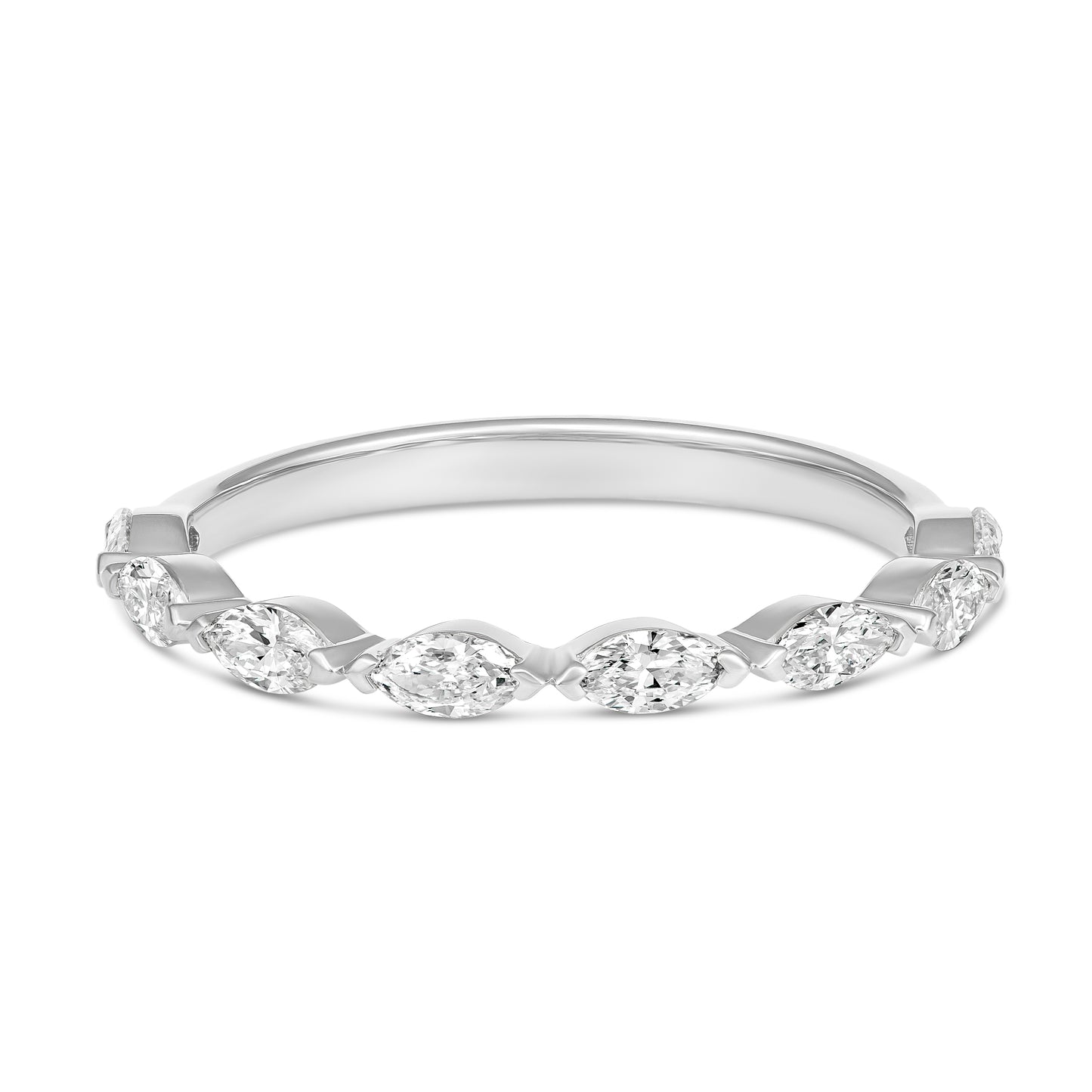 9KWG Marquise Wedding Band