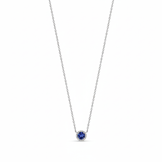 9KWG Tanzanite and Natural Diamond Necklace