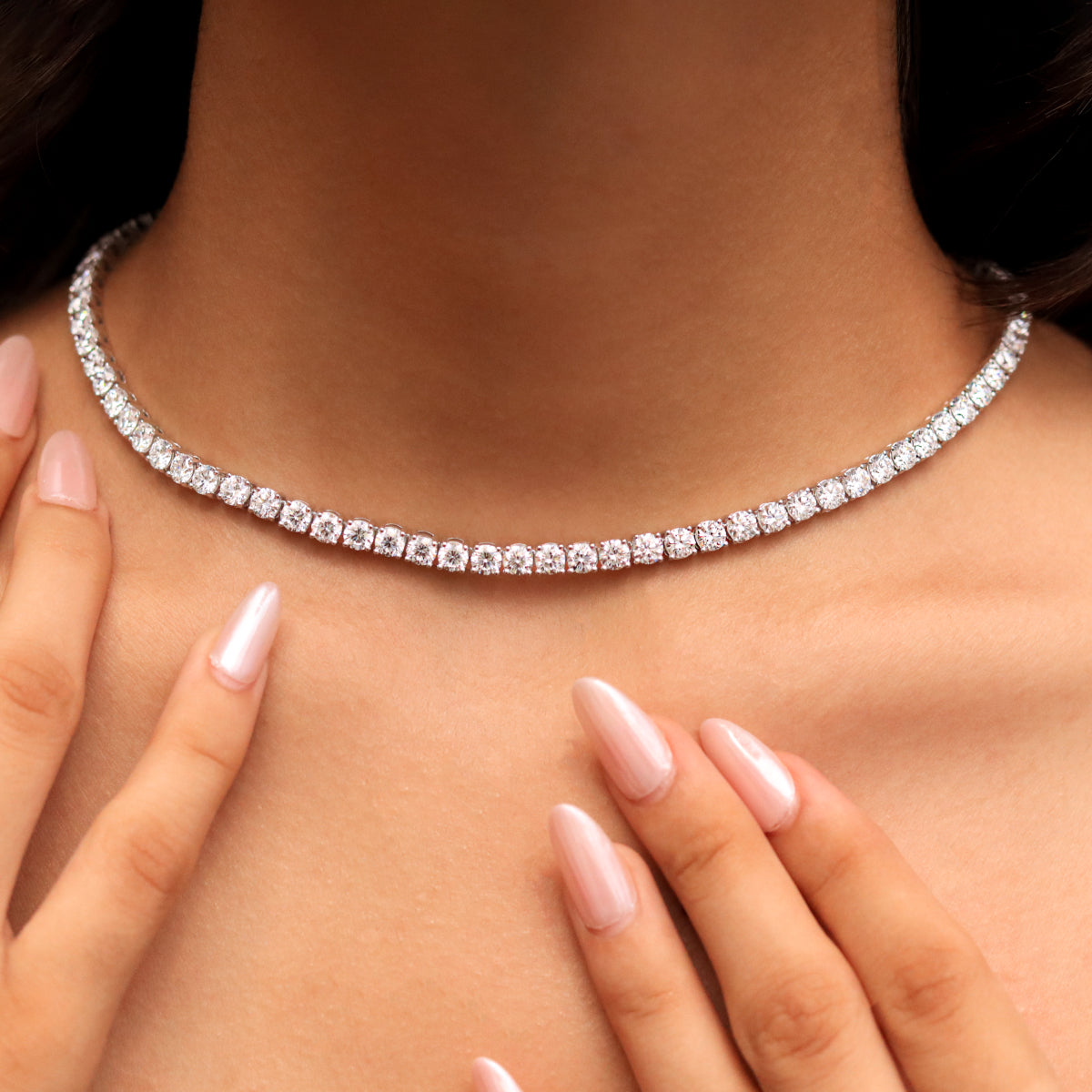 18K Gold Tennis Necklace