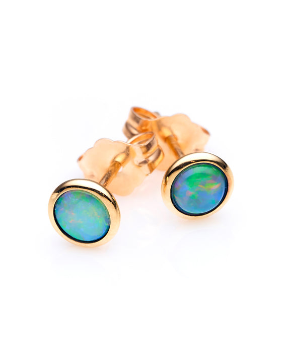 AYLA STUDS - 9ct Yellow Gold Light Opal