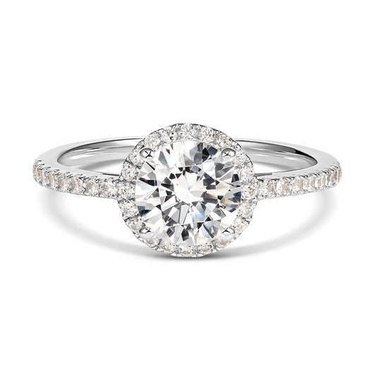 9KWG RBC Halo Diamond Channel set Engagement Ring