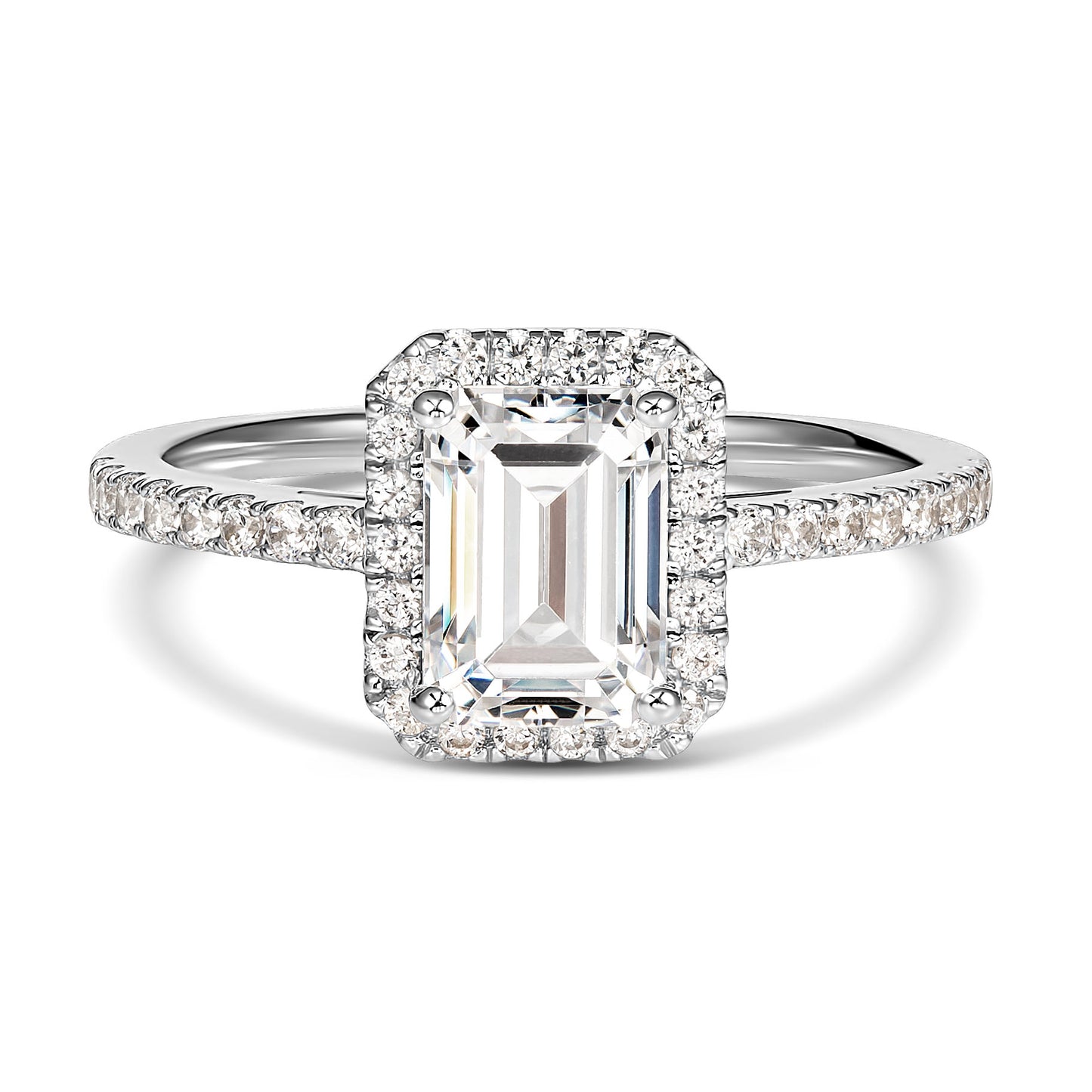 9KWG Emerald Halo Engagement Ring in Australia