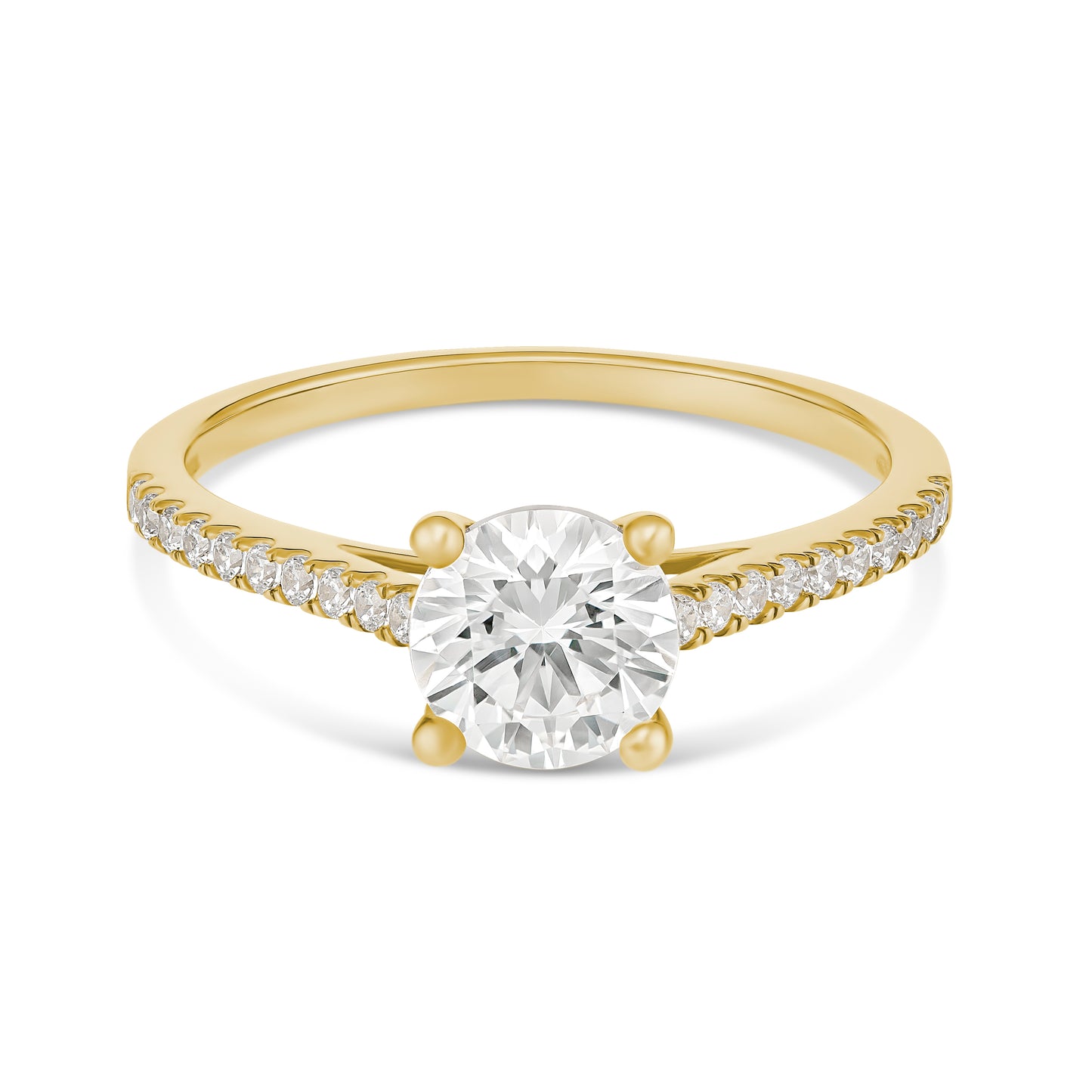 9KYG RBC Solitaire shoulder Diamond Engagement Ring
