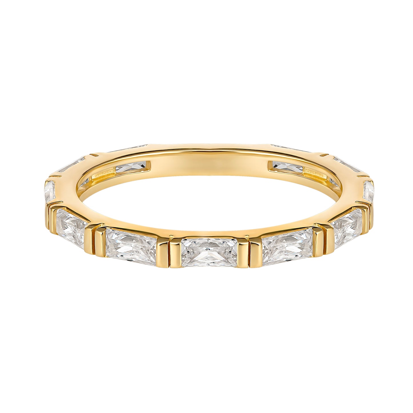 9KYG Baguette Wedding Band