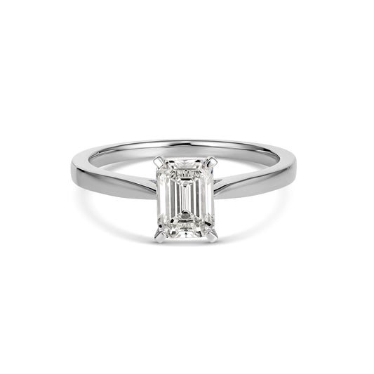 9KWG EMERALD CUT SOLITAIRE ENGAGEMENT RING