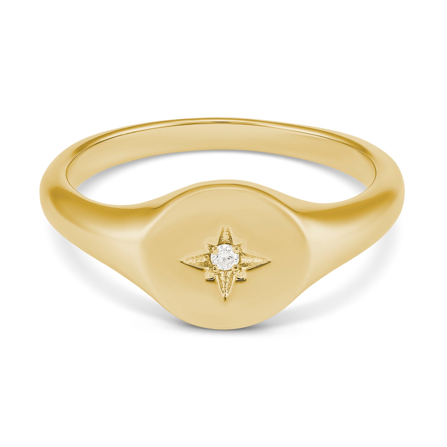 9KWG Natural Diamond Signet Ring