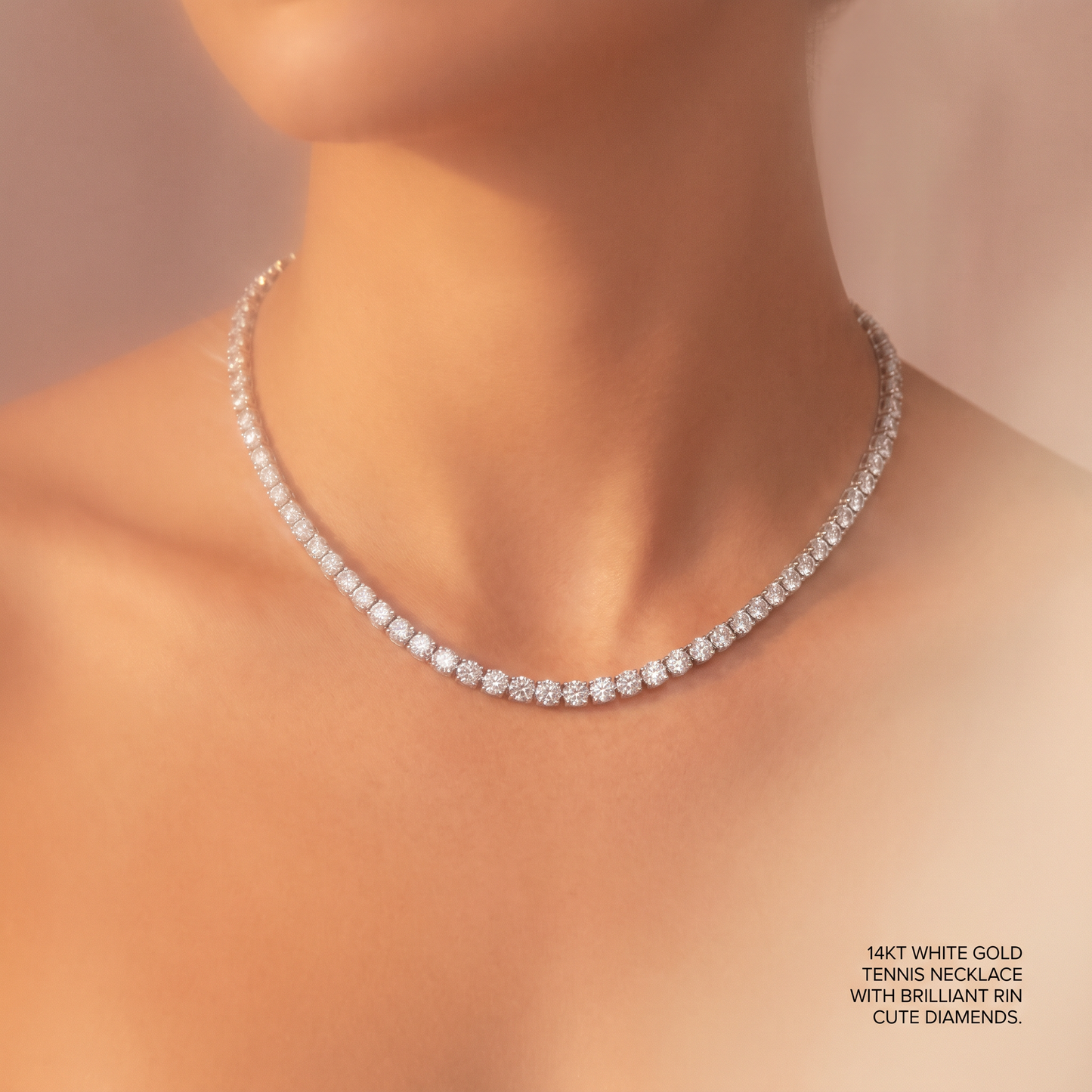 18K Gold Tennis Necklace