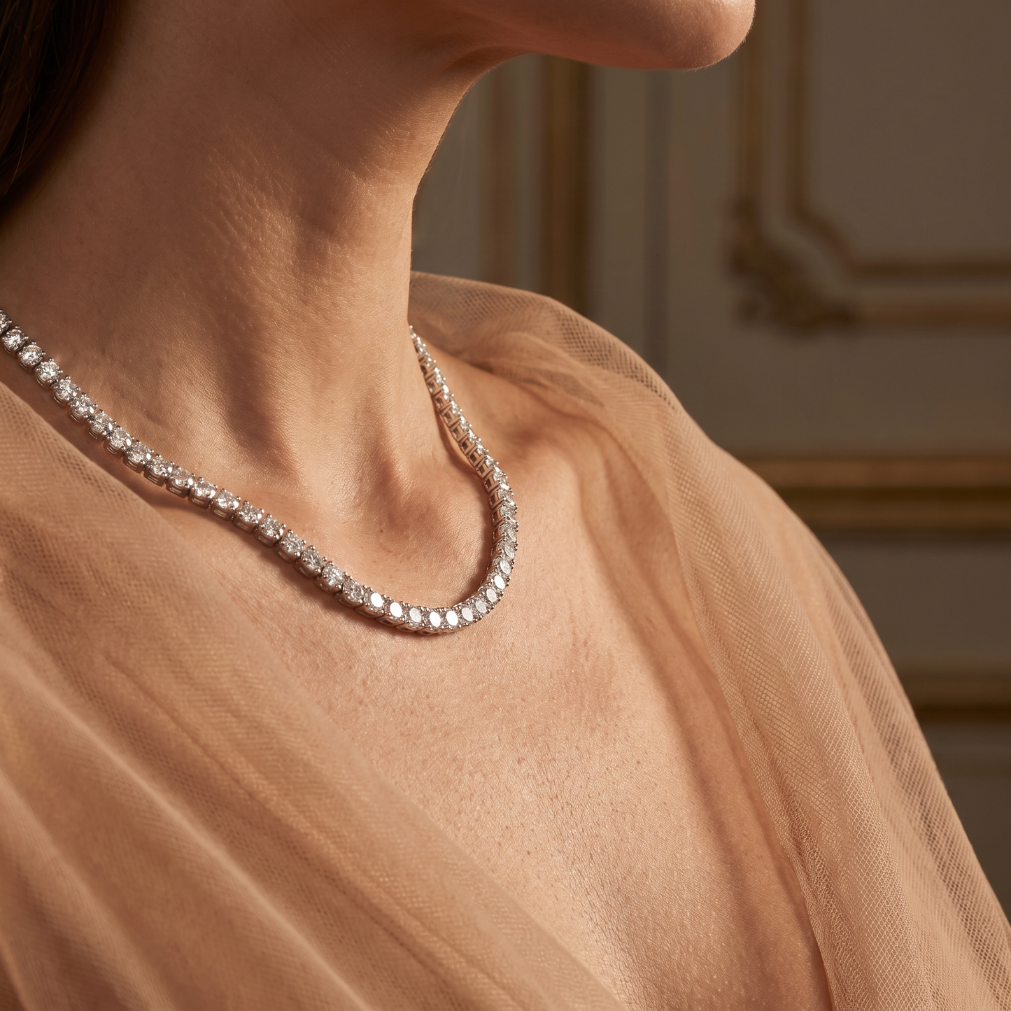 18K Gold Tennis Necklace