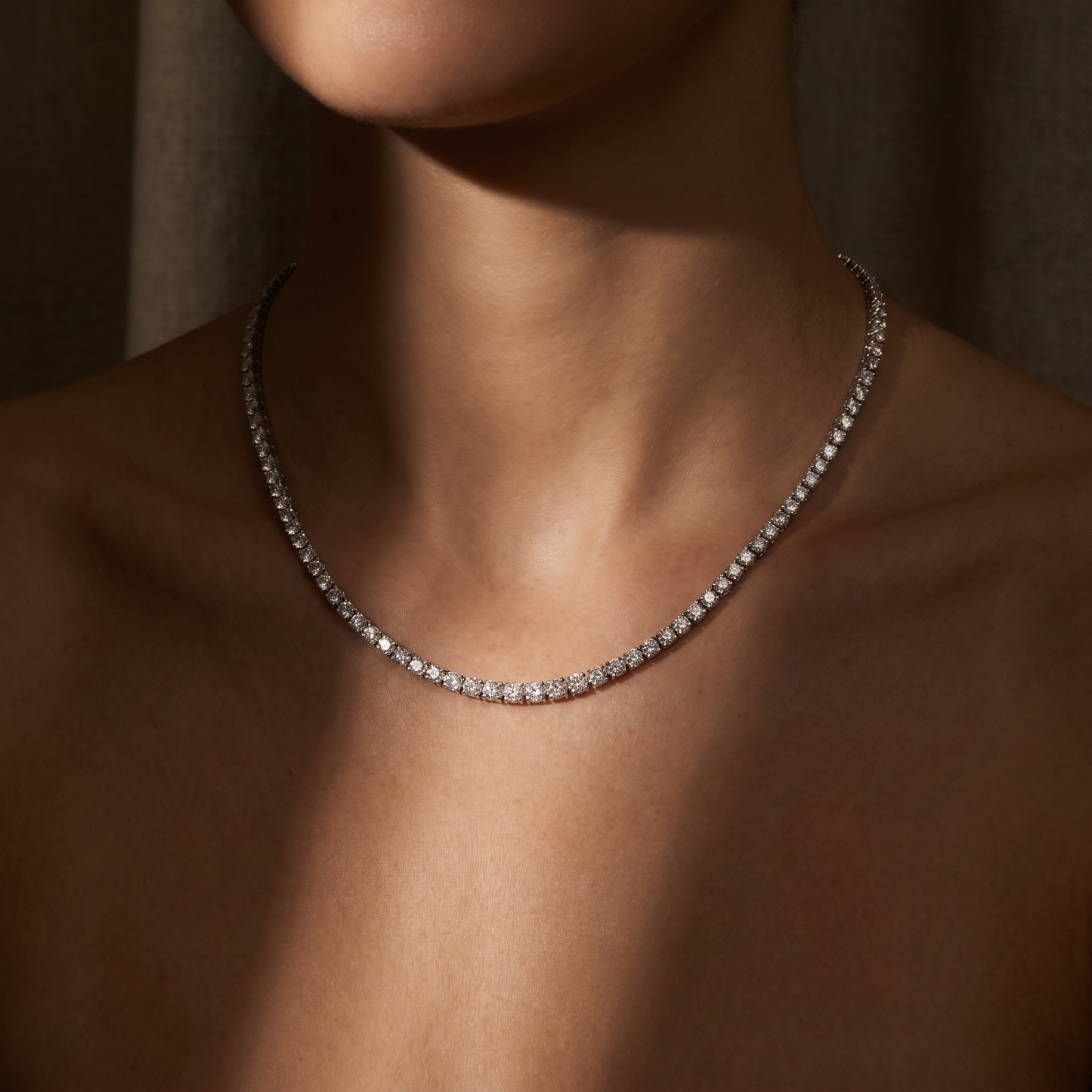 18K Gold Tennis Necklace