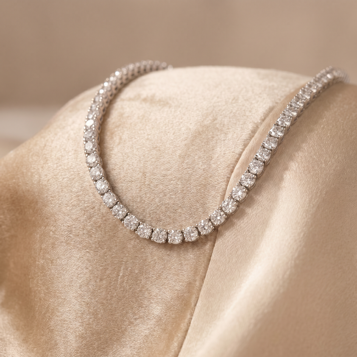 18K Gold Tennis Necklace